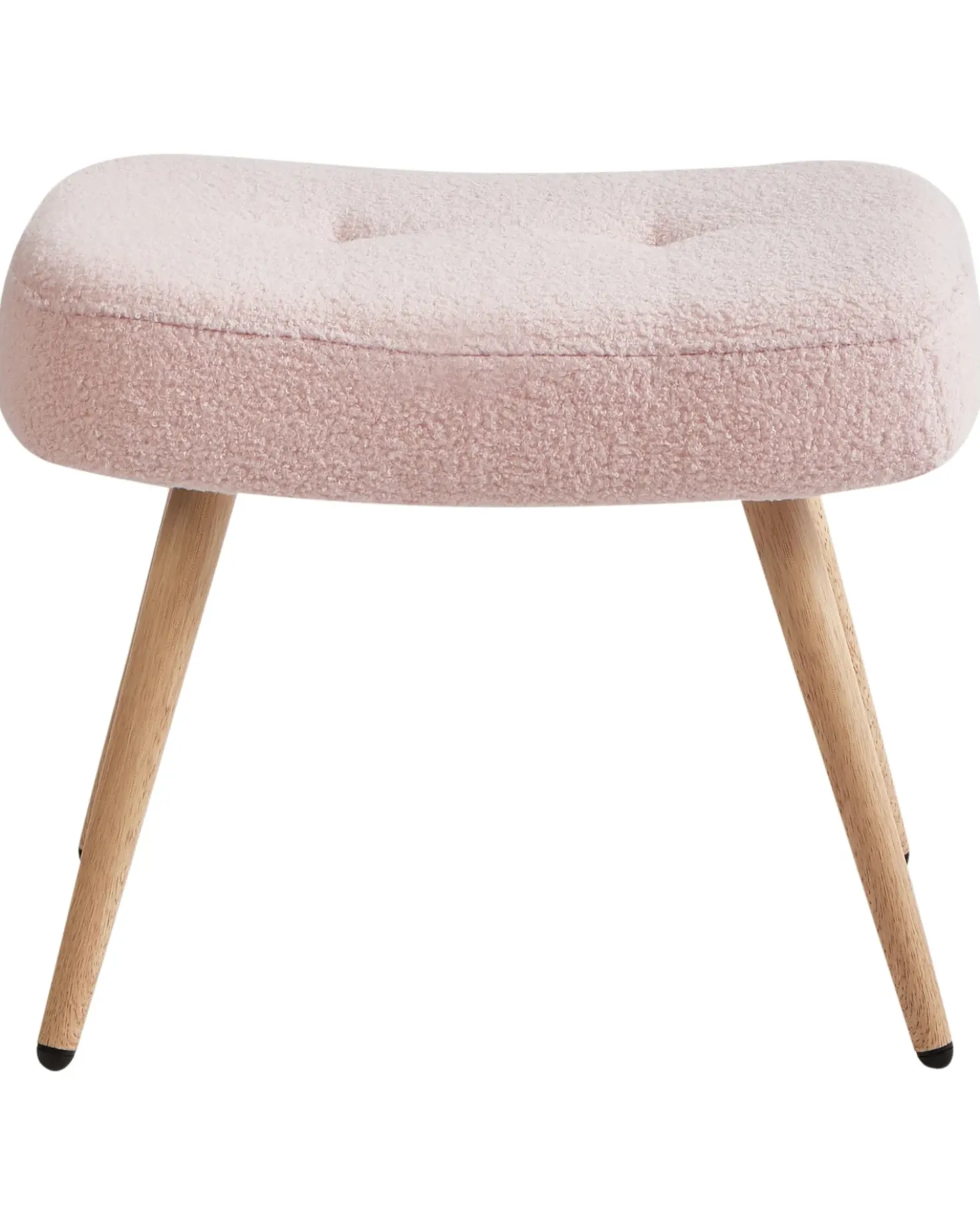Poltrona Wingback VEJLE con poggiapiedi Bouclé Rosa pastello