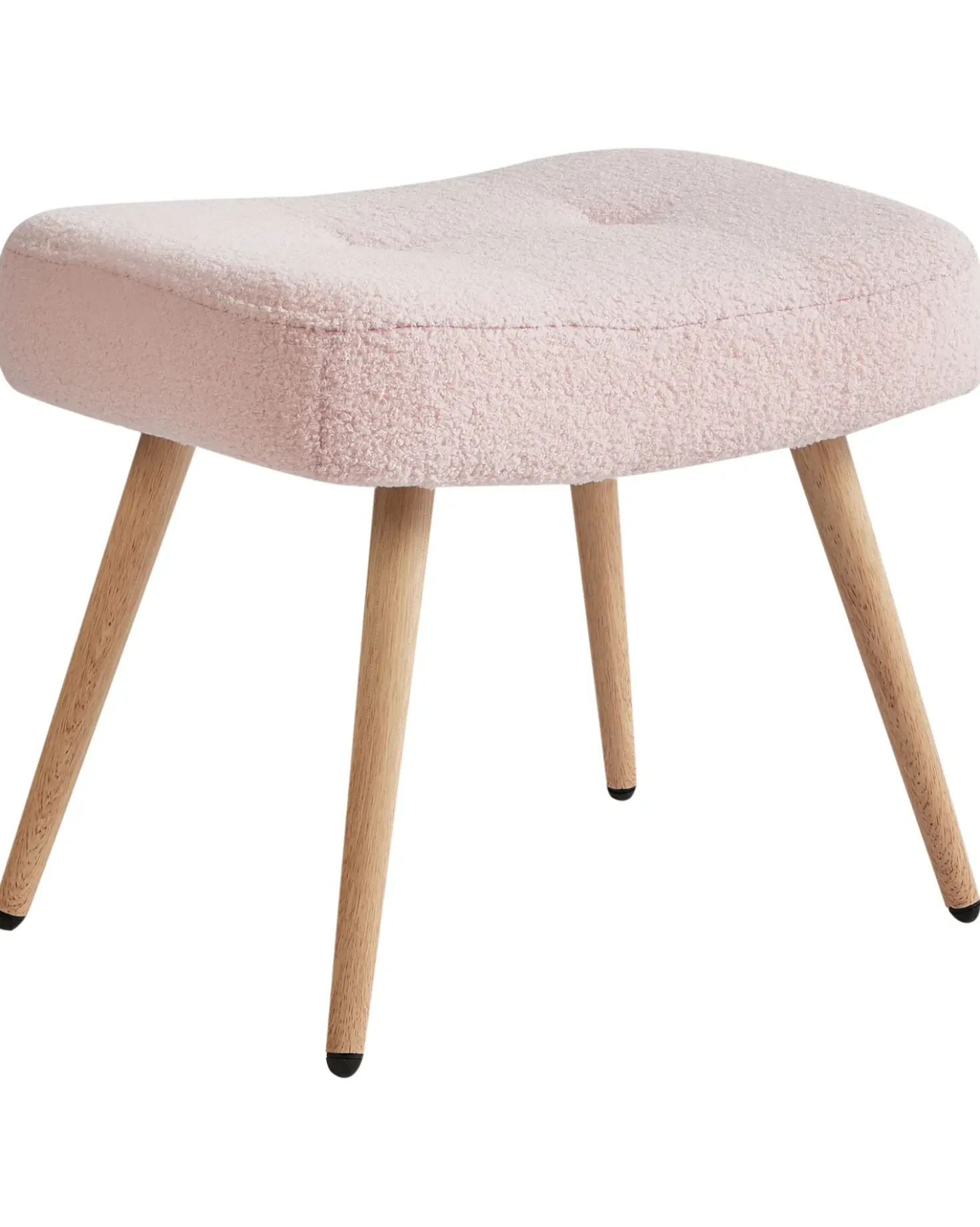 Poltrona Wingback VEJLE con poggiapiedi Bouclé Rosa pastello