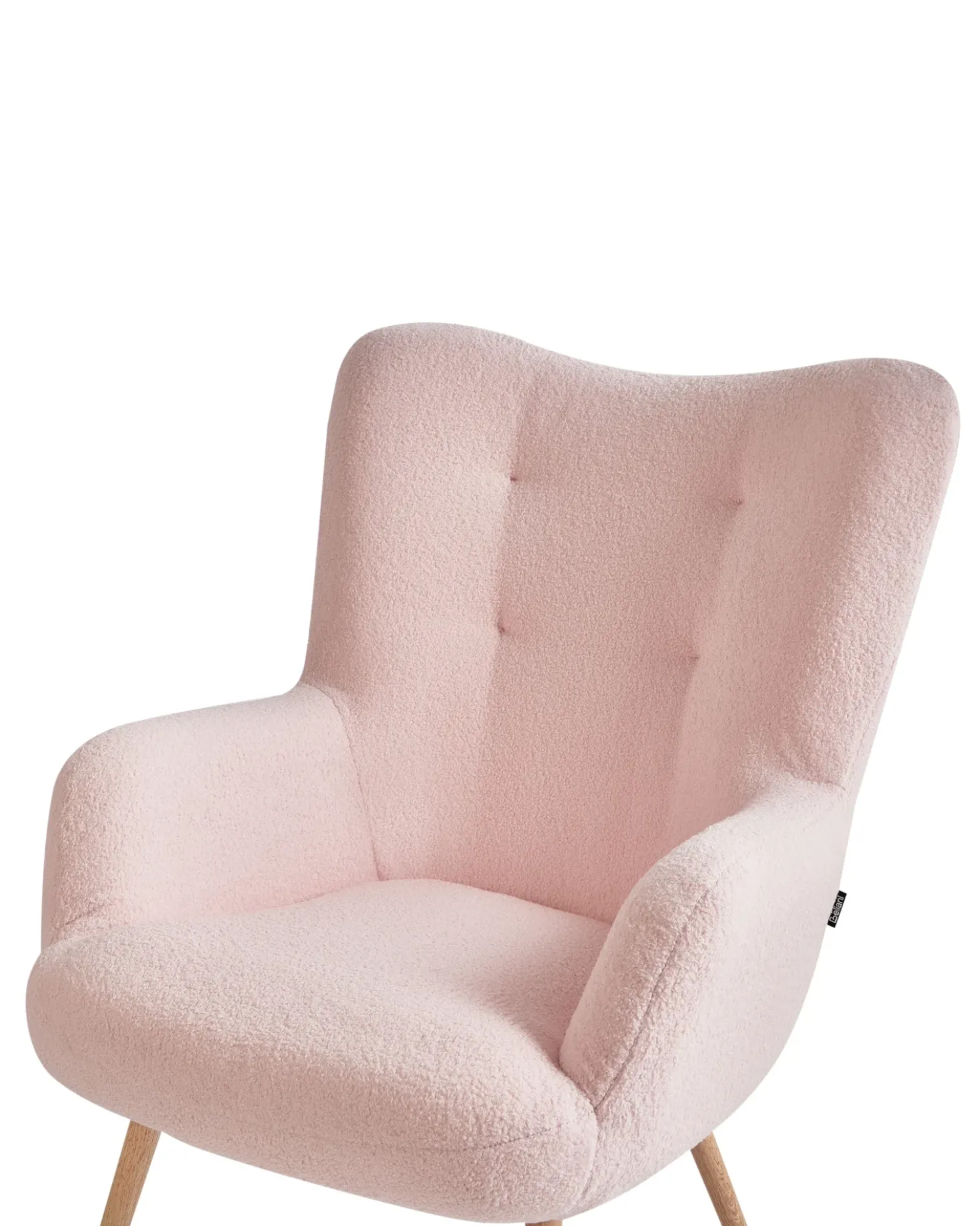 Poltrona Wingback VEJLE con poggiapiedi Bouclé Rosa pastello