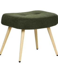 Poltrona Wingback VEJLE con poggiapiedi Bouclé Verde scuro