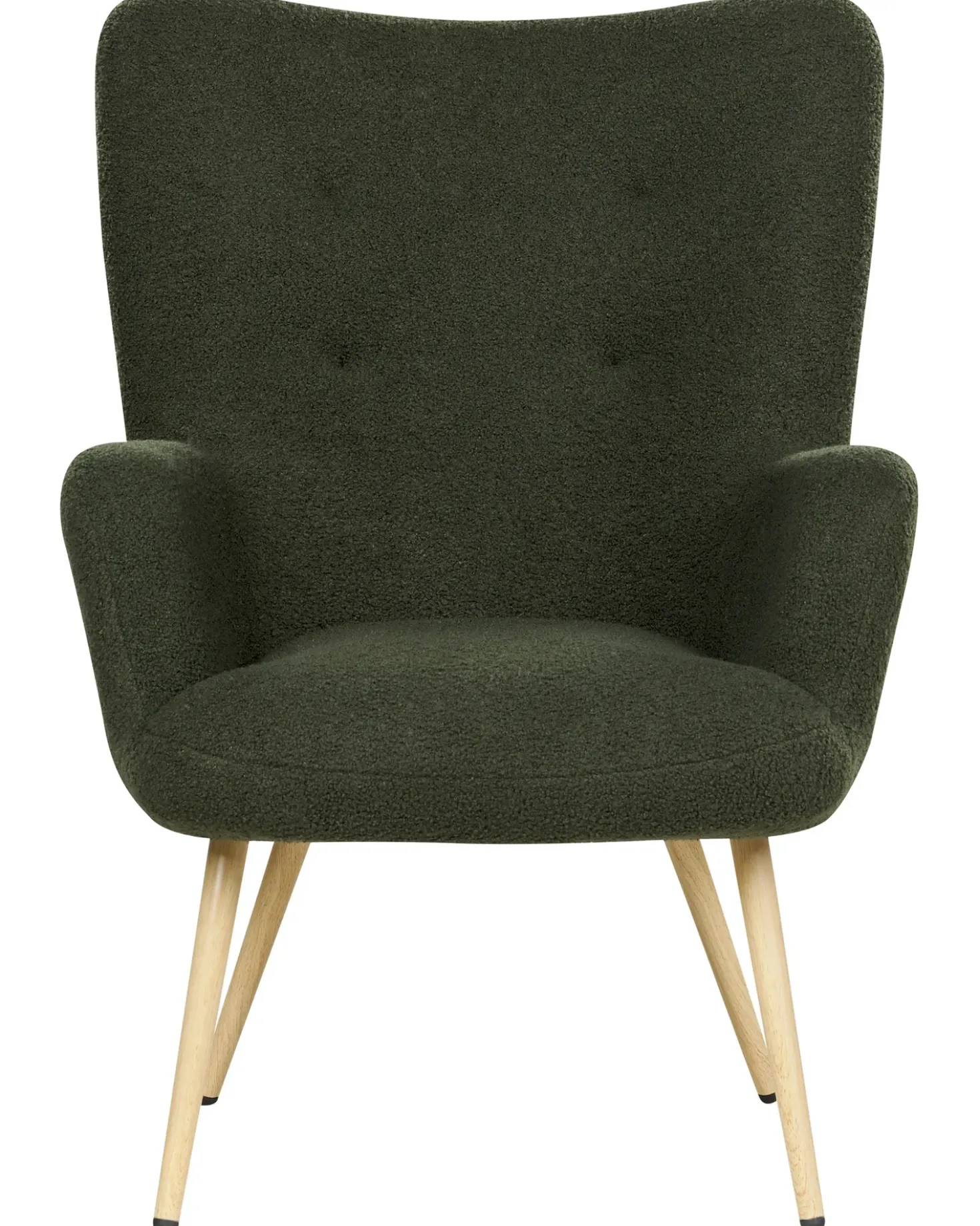 Poltrona Wingback VEJLE con poggiapiedi Bouclé Verde scuro