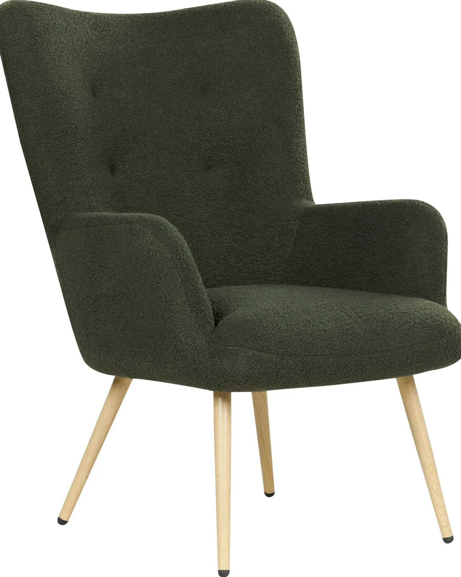 Poltrona Wingback VEJLE con poggiapiedi Bouclé Verde scuro