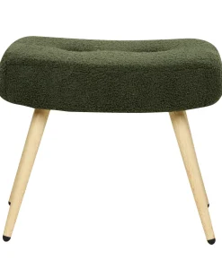 Poltrona Wingback VEJLE con poggiapiedi Bouclé Verde scuro