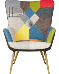 Poltrona Wingback VEJLE con poggiapiedi Tessuto Multicolore