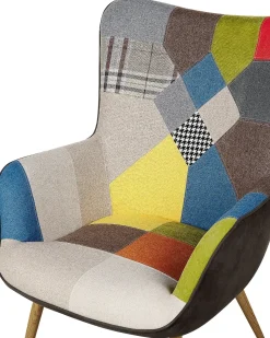 Poltrona Wingback VEJLE con poggiapiedi Tessuto Multicolore