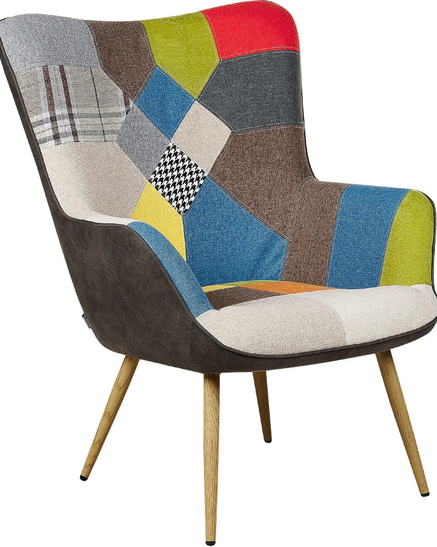 Poltrona Wingback VEJLE con poggiapiedi Tessuto Multicolore