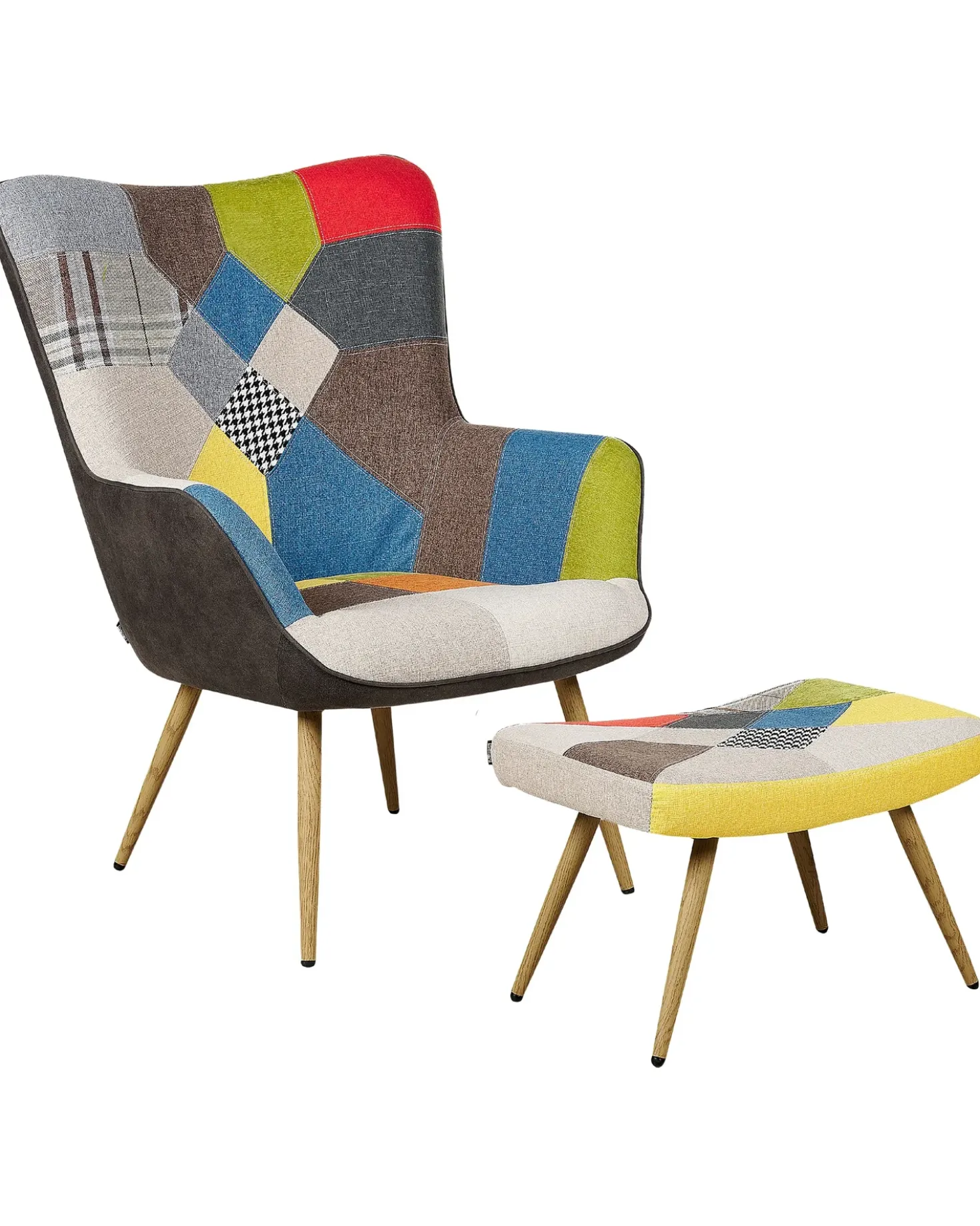 Poltrona Wingback VEJLE con poggiapiedi Tessuto Multicolore