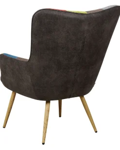 Poltrona Wingback VEJLE con poggiapiedi Tessuto Multicolore