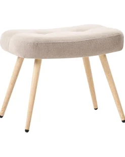 Poltrona Wingback VEJLE con poggiapiedi Tessuto Beige