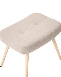Poltrona Wingback VEJLE con poggiapiedi Tessuto Beige