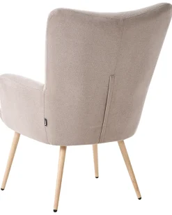 Poltrona Wingback VEJLE con poggiapiedi Tessuto Beige