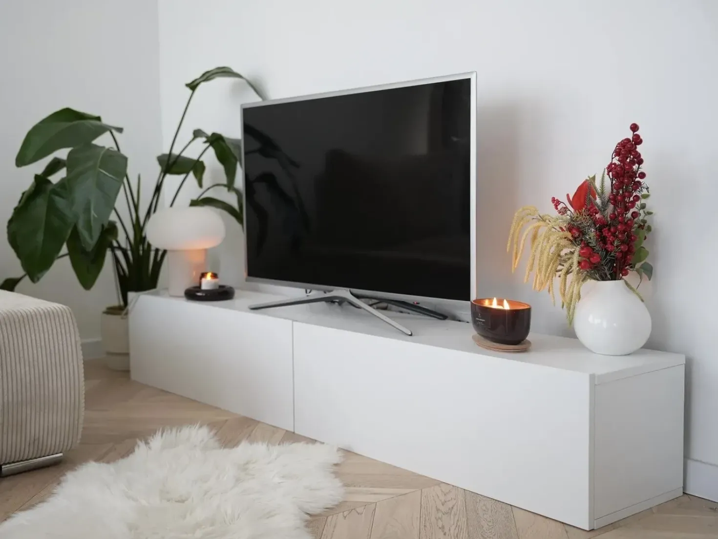 Porta TV a parete GLADSTONE Bianco