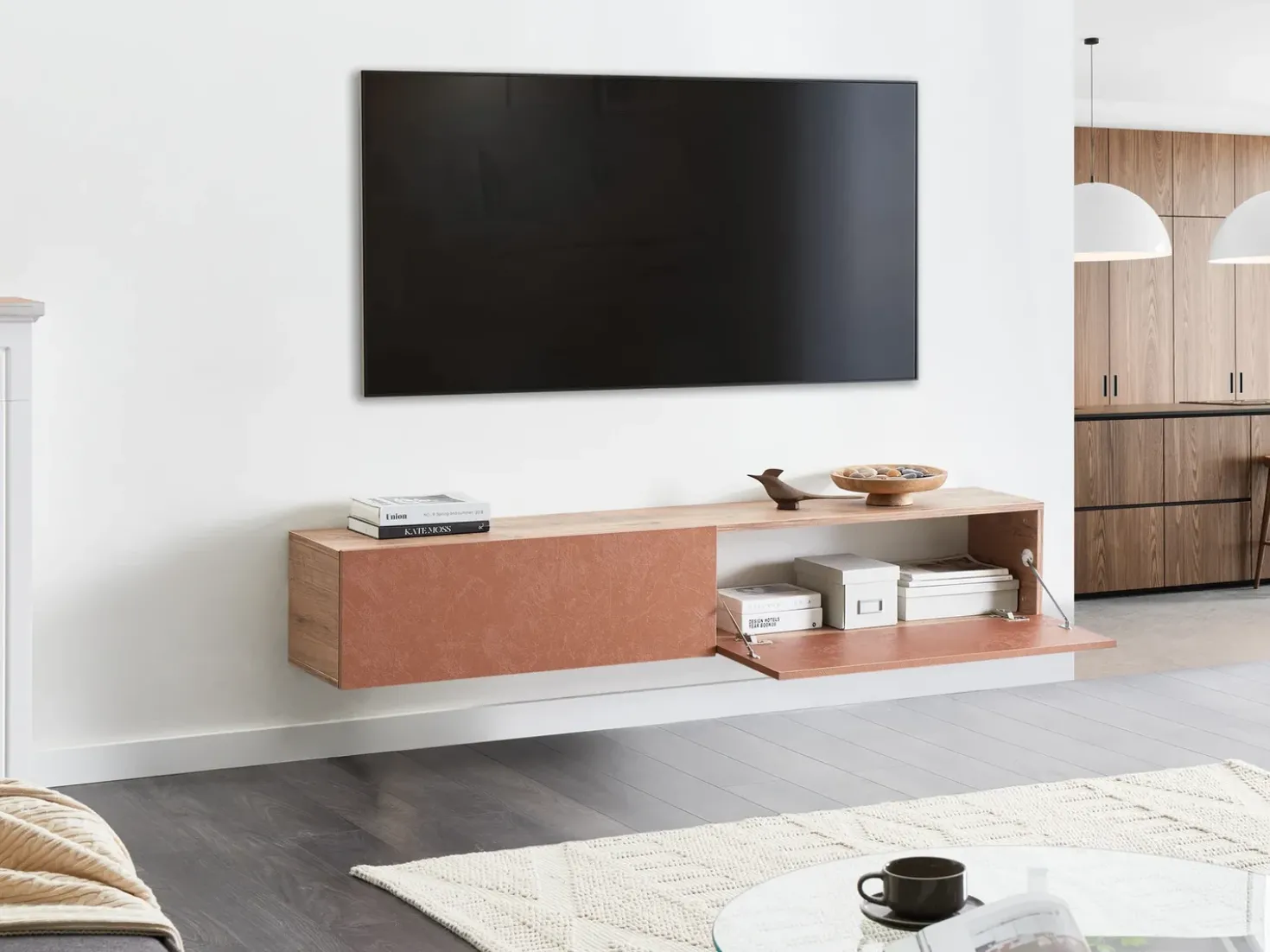 Porta TV a parete GLADSTONE Rosso