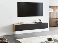 Porta TV a parete GLADSTONE Marrone/Nero