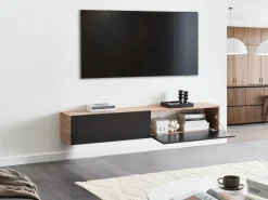 Porta TV a parete GLADSTONE Marrone/Nero