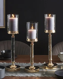 Portacandele ABBEVILLE Vetro 48 cm Oro