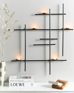 Portacandele da parete PORTO 74 cm Nero