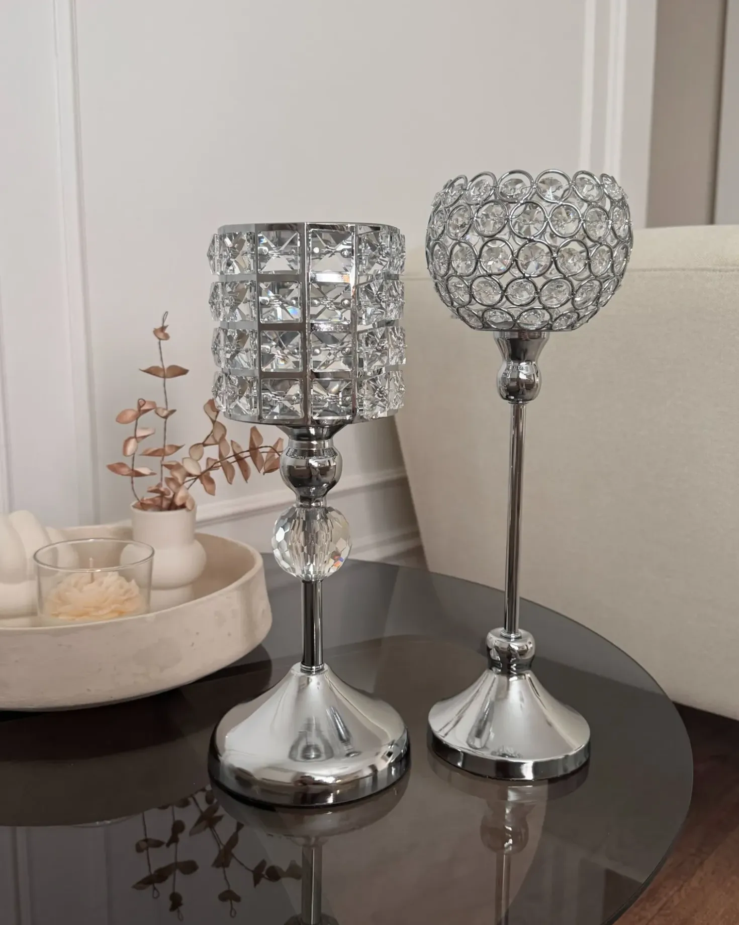 Portacandele ESTERNAY Metallo 27 cm Argento