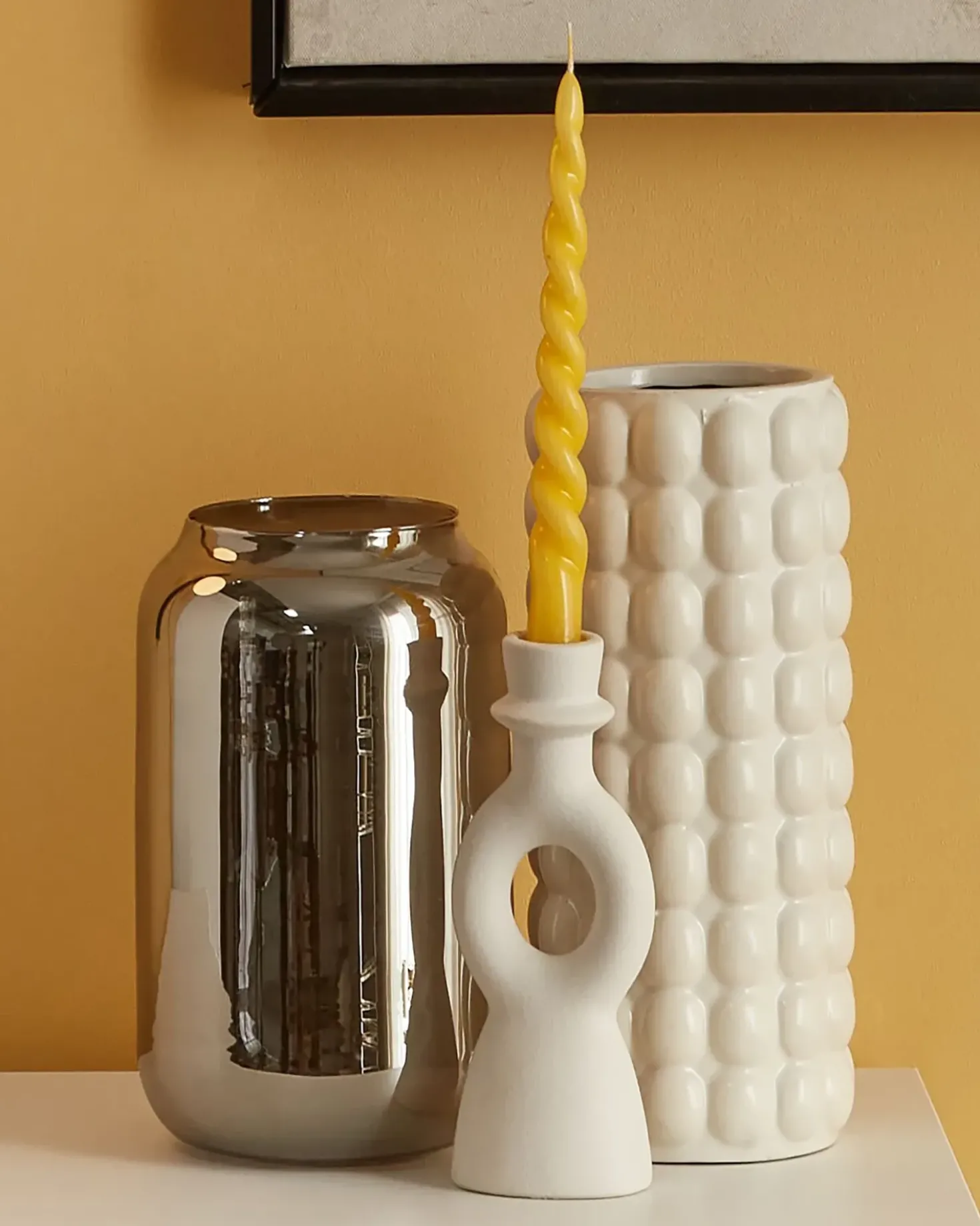 Portacandele SPARTA Ceramica 17 cm Bianco sporco