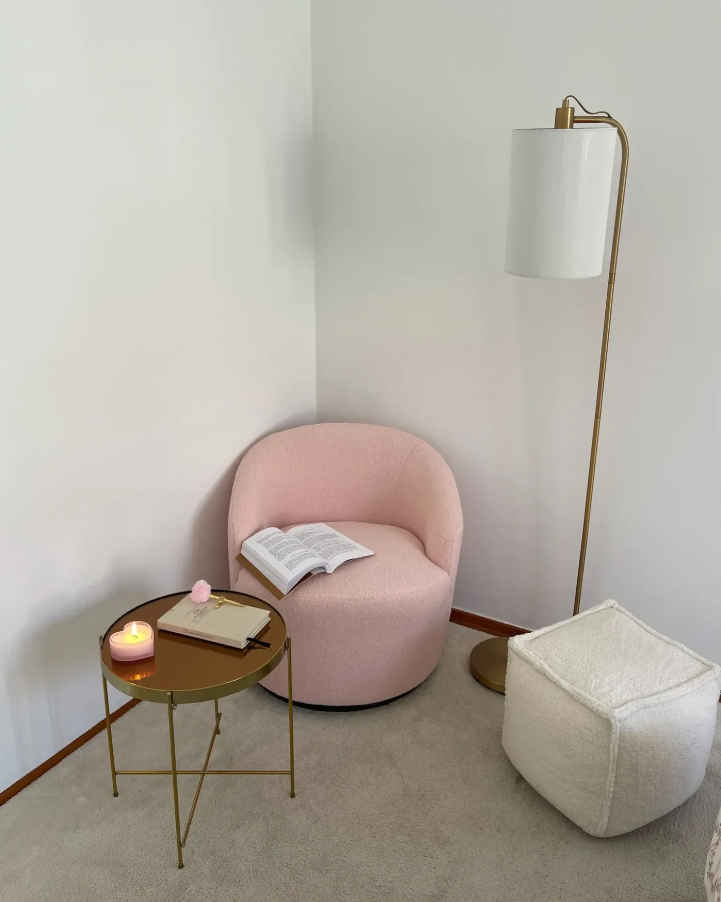 Pouf ALIPUR Bouclé Beige chiaro