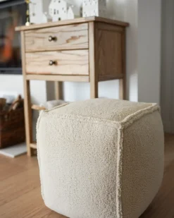 Pouf ALIPUR Bouclé Beige chiaro