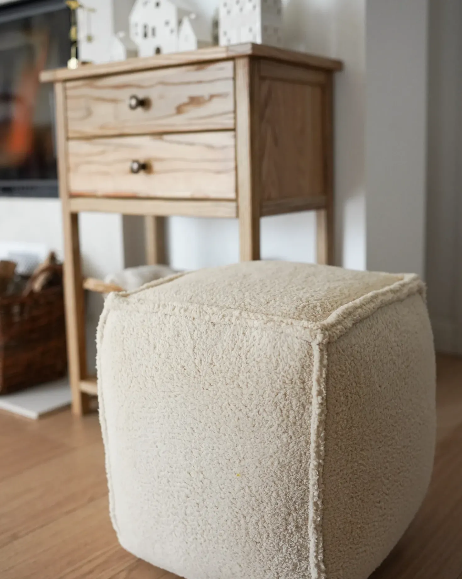 Pouf ALIPUR Bouclé Beige chiaro