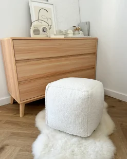 Pouf ALIPUR Bouclé Beige chiaro
