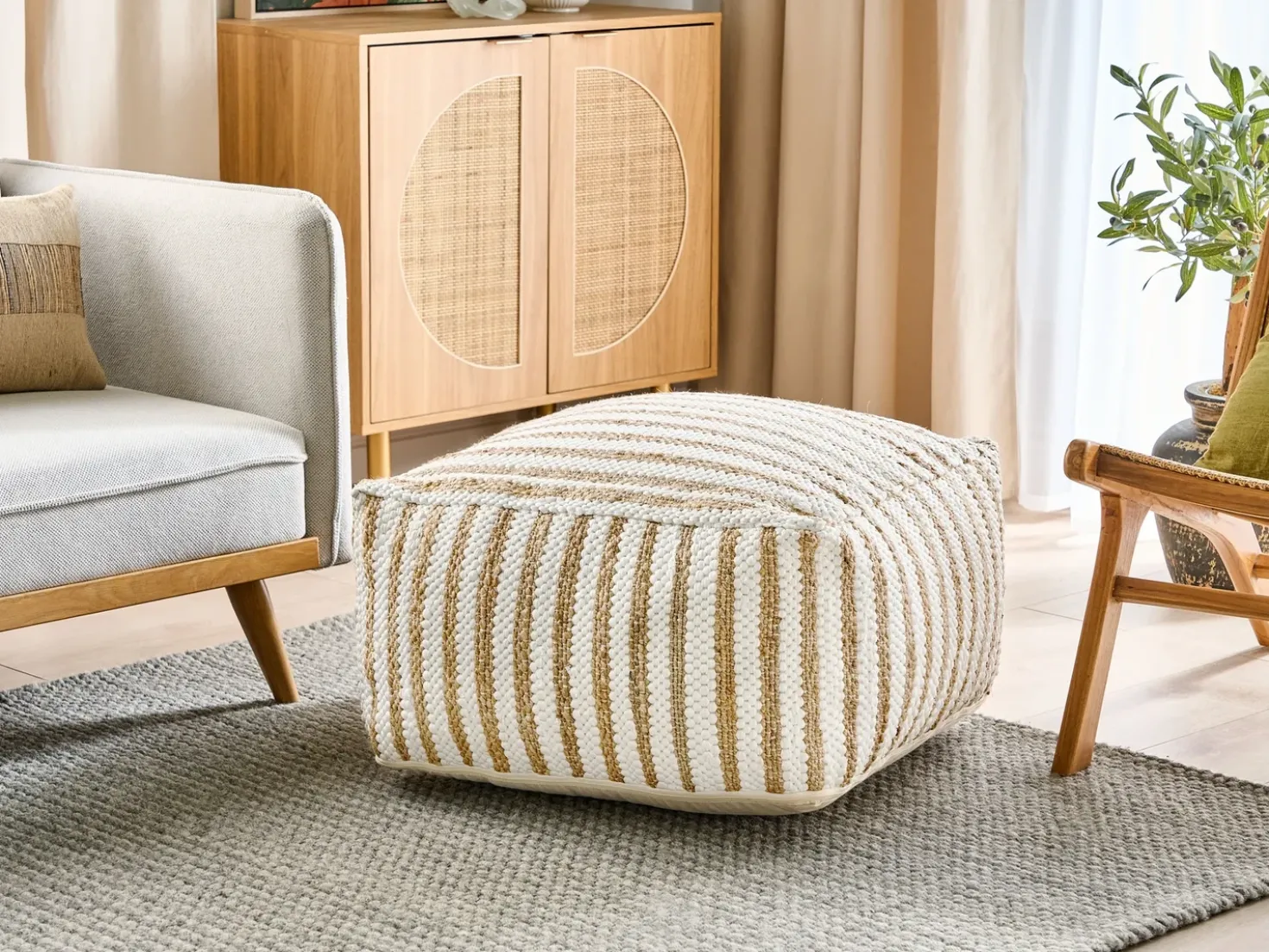 Pouf ALMATTI Tessuto Beige