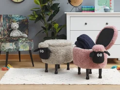 Pouf animaletto contenitore SHEEP Tessuto Rosa Pecora