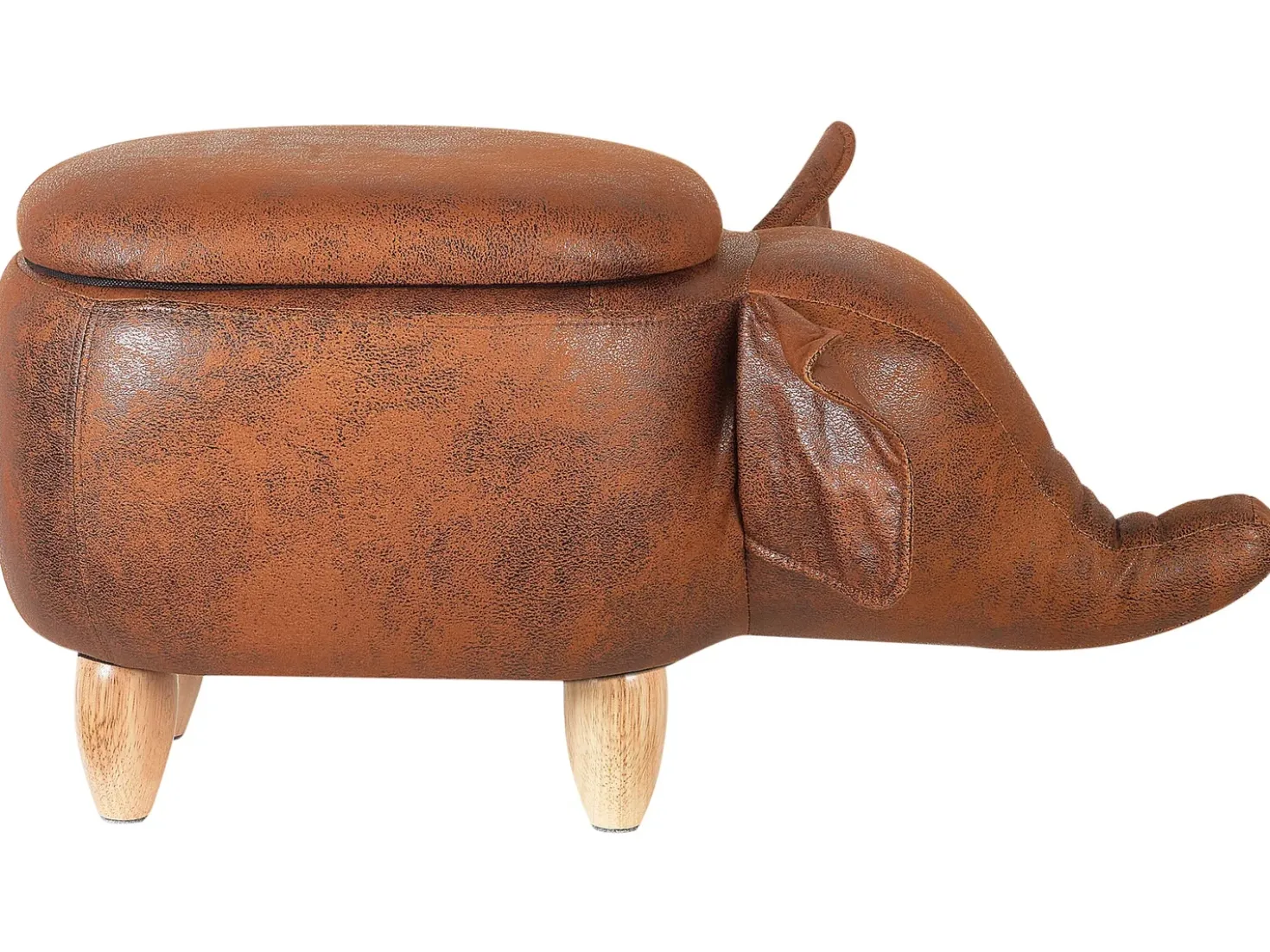 Pouf animaletto contenitore ELEPHANT Pelle sintetica Marrone scuro Elefante