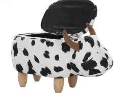 Pouf animaletto contenitore COW Tessuto Bianco Mucca