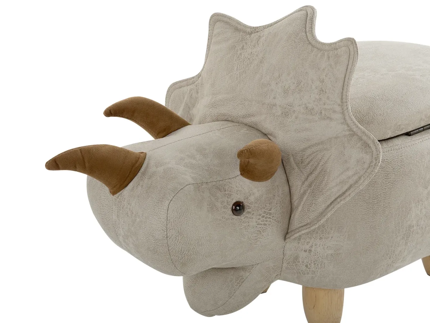 Pouf animaletto contenitore TRICERATOPS Tessuto Grigio chiaro Dinosauro