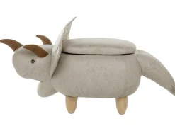Pouf animaletto contenitore TRICERATOPS Tessuto Grigio chiaro Dinosauro