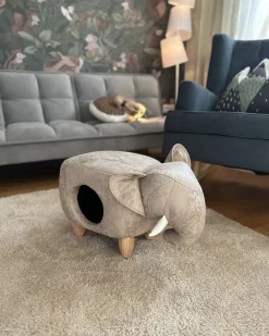 Pouf animaletto contenitore JUMBO Pelle sintetica Grigio Elefante