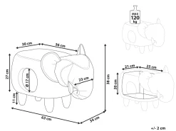 Pouf animaletto contenitore JUMBO Pelle sintetica Grigio Elefante