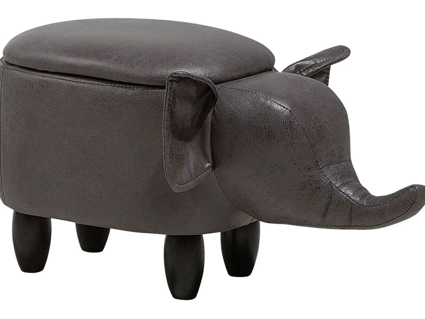 Pouf animaletto contenitore ELEPHANT Pelle sintetica Grigio scuro Elefante