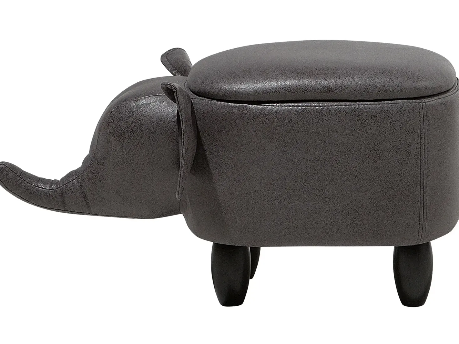 Pouf animaletto contenitore ELEPHANT Pelle sintetica Grigio scuro Elefante