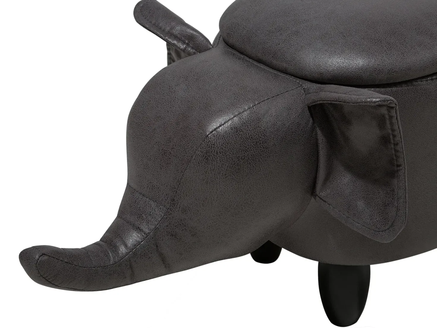 Pouf animaletto contenitore ELEPHANT Pelle sintetica Grigio scuro Elefante