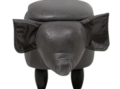 Pouf animaletto contenitore ELEPHANT Pelle sintetica Grigio scuro Elefante