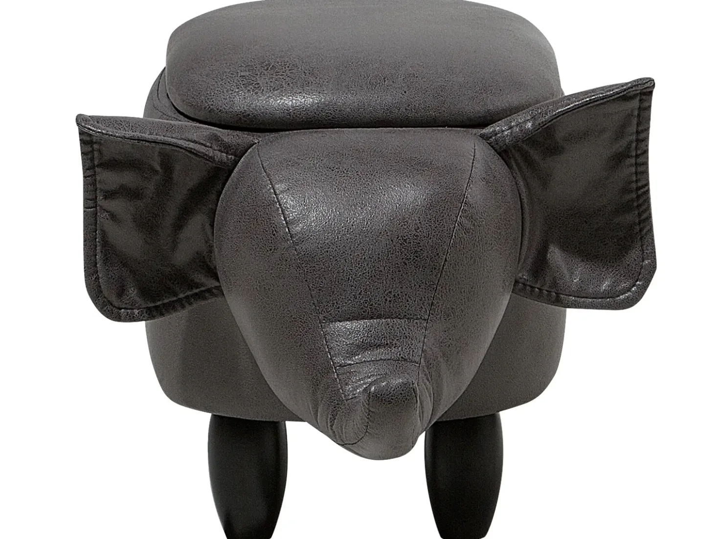 Pouf animaletto contenitore ELEPHANT Pelle sintetica Grigio scuro Elefante