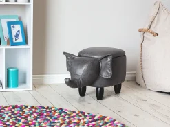 Pouf animaletto contenitore ELEPHANT Pelle sintetica Grigio scuro Elefante