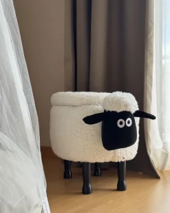 Pouf animaletto contenitore SHEEP Tessuto Bianco Pecora