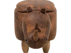 Pouf animaletto contenitore RHINO Pelle sintetica Marrone chiaro Rinocerone