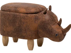 Pouf animaletto contenitore RHINO Pelle sintetica Marrone chiaro Rinocerone