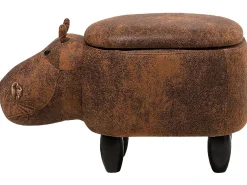Pouf animaletto contenitore HIPPO Pelle sintetica Marrone Ippopotamo