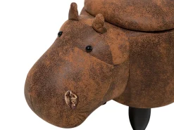 Pouf animaletto contenitore HIPPO Pelle sintetica Marrone Ippopotamo