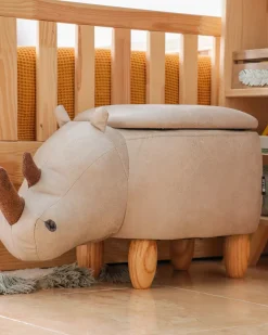 Pouf animaletto contenitore RHINO Pelle sintetica Grigio chiaro Rinocerone