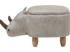 Pouf animaletto contenitore RHINO Pelle sintetica Grigio chiaro Rinocerone