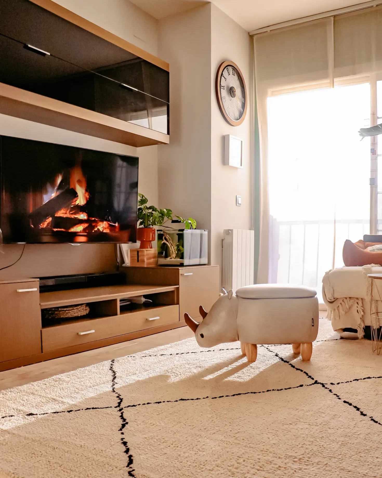Pouf animaletto contenitore RHINO Pelle sintetica Grigio chiaro Rinocerone