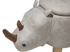 Pouf animaletto contenitore RHINO Pelle sintetica Grigio chiaro Rinocerone